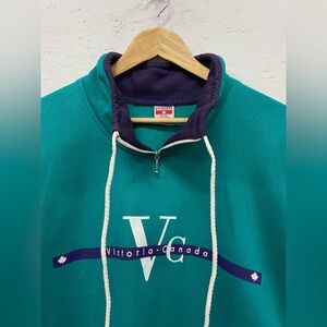 Vintage Victoria Canada Collared Quarter Zip Pullover Sweatshirt, Size XL